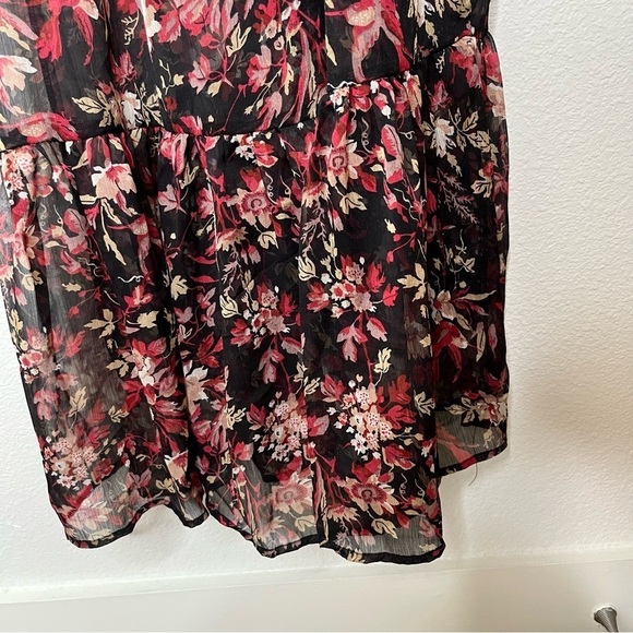 O.P.T. Long Puff Sleeve Floral Cinched Waist V Neck Sheer Maxi Dress Small NWT - Picture 11 of 12